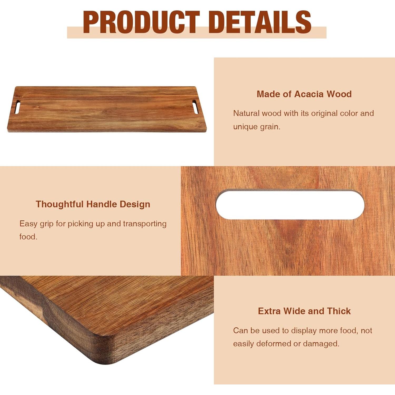 Skylety 4 Tablas de Madera de Acacia 90x30 cm con Mangos