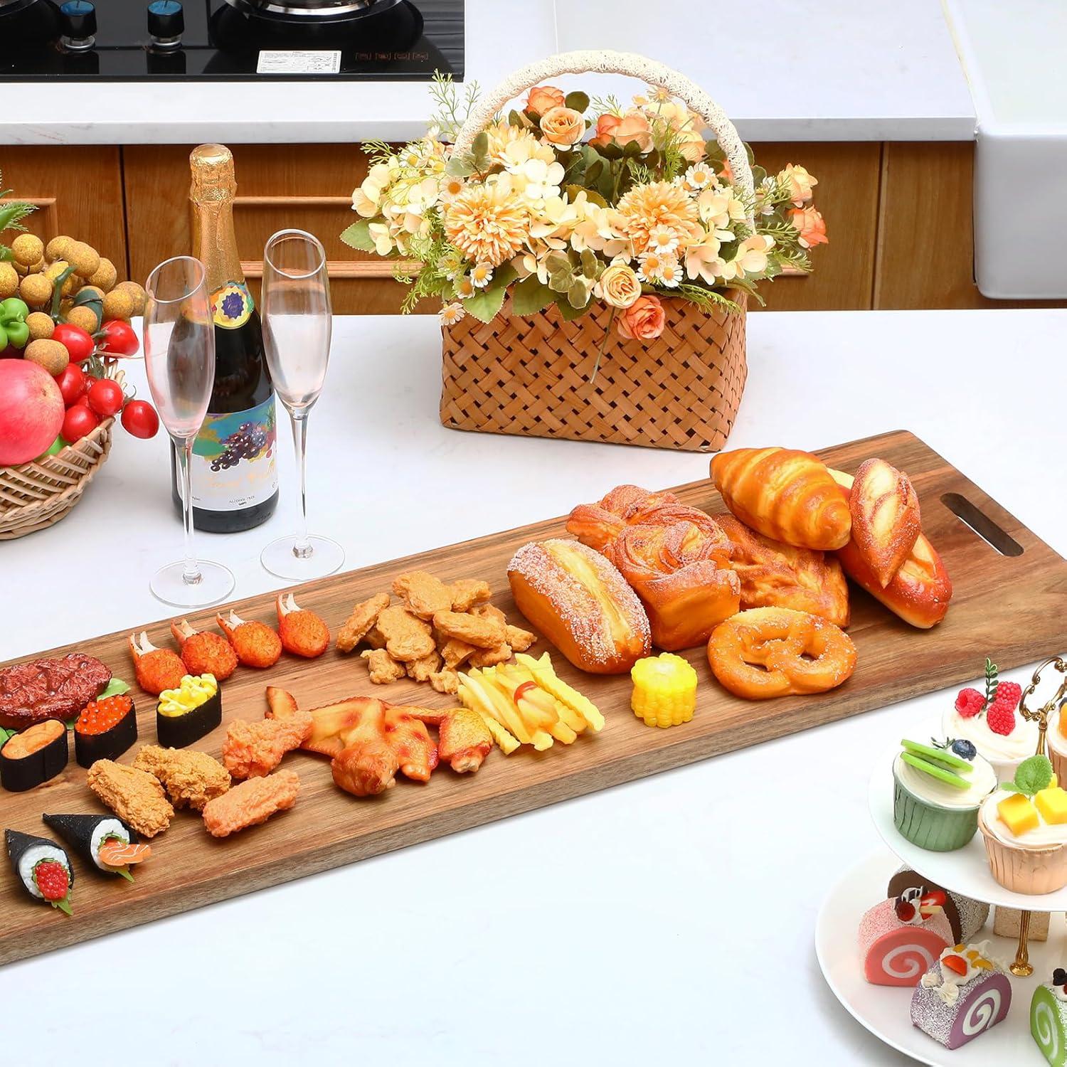 Skylety 4 Tablas de Madera de Acacia 90x30 cm con Mangos