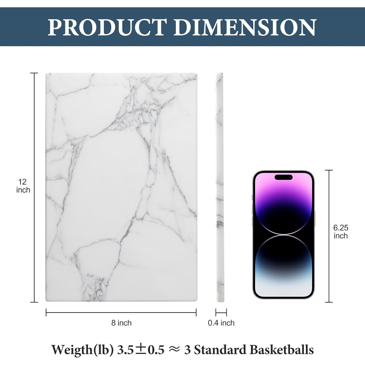 Tabla de Cortar de Mármol Natural Koville Arabescato 30x20 cm