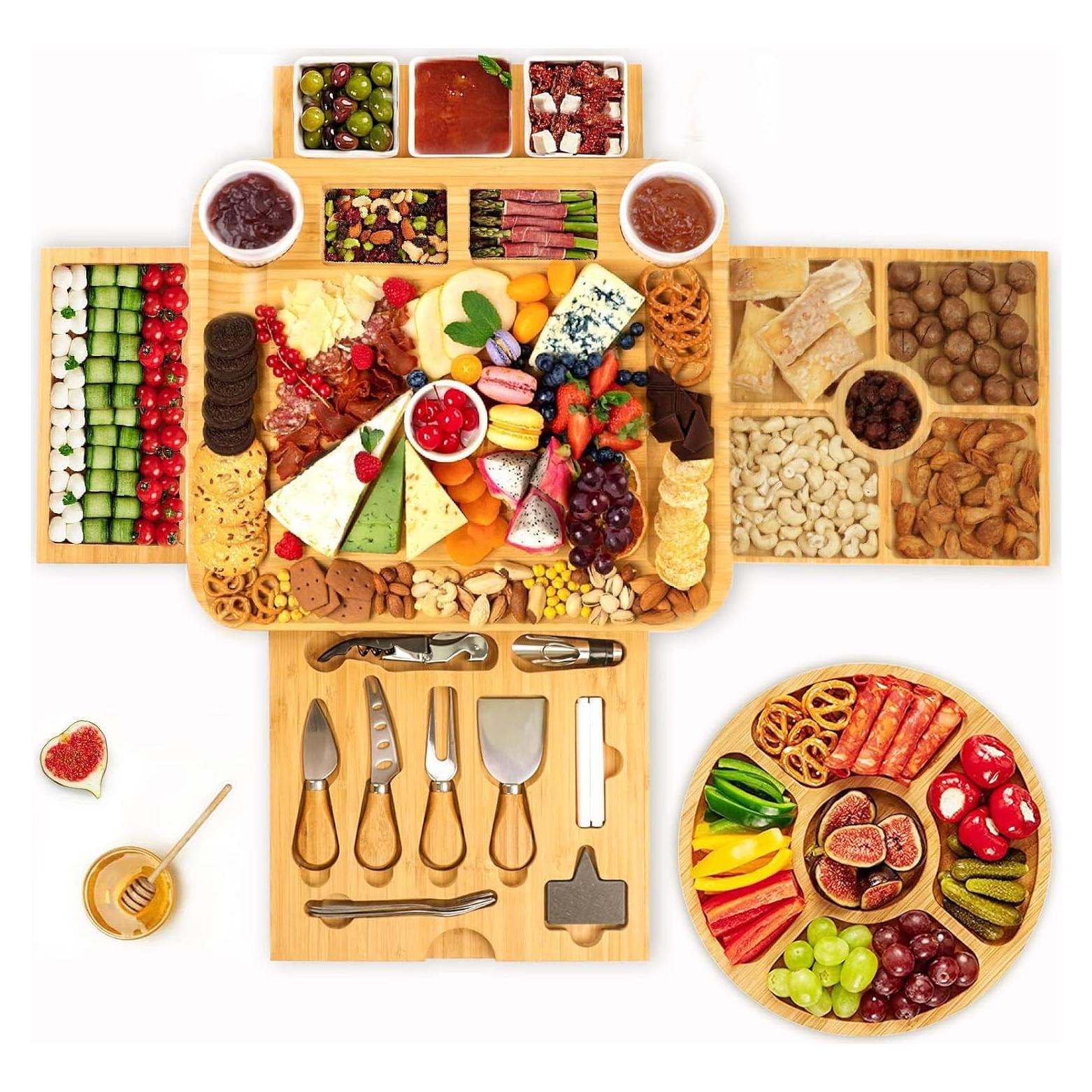 Juego de Tabla de Queso de Bambú BEAUPLUS 38x33 cm con Cuchillos