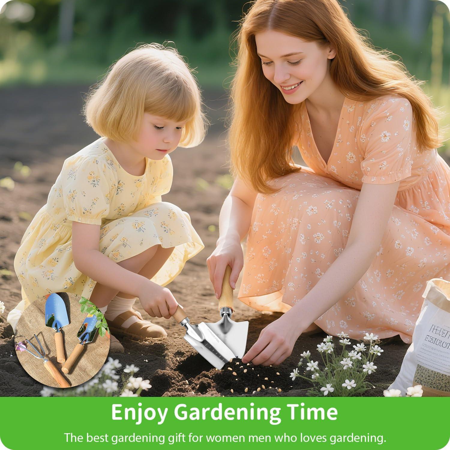 Juego de Herramientas de Jardín HoHaing 3 Piezas Acero Inoxidable