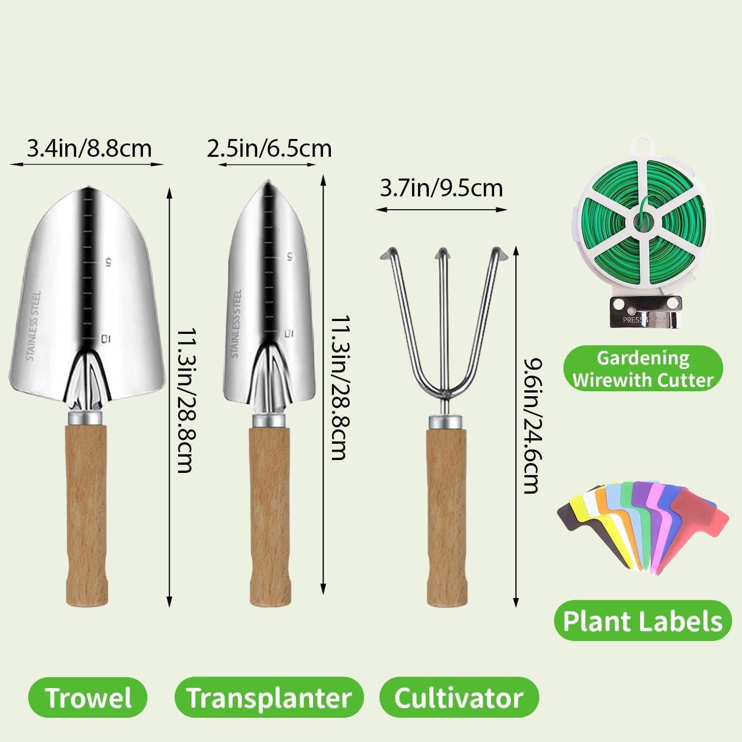 Juego de Herramientas de Jardín HoHaing 3 Piezas Acero Inoxidable
