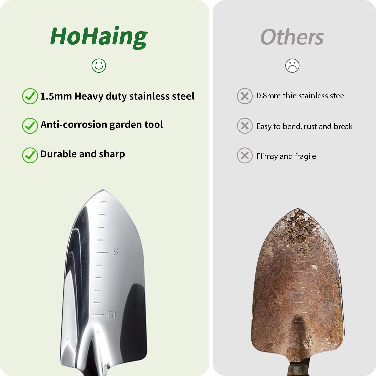 Juego de Herramientas de Jardín HoHaing 3 Piezas Acero Inoxidable