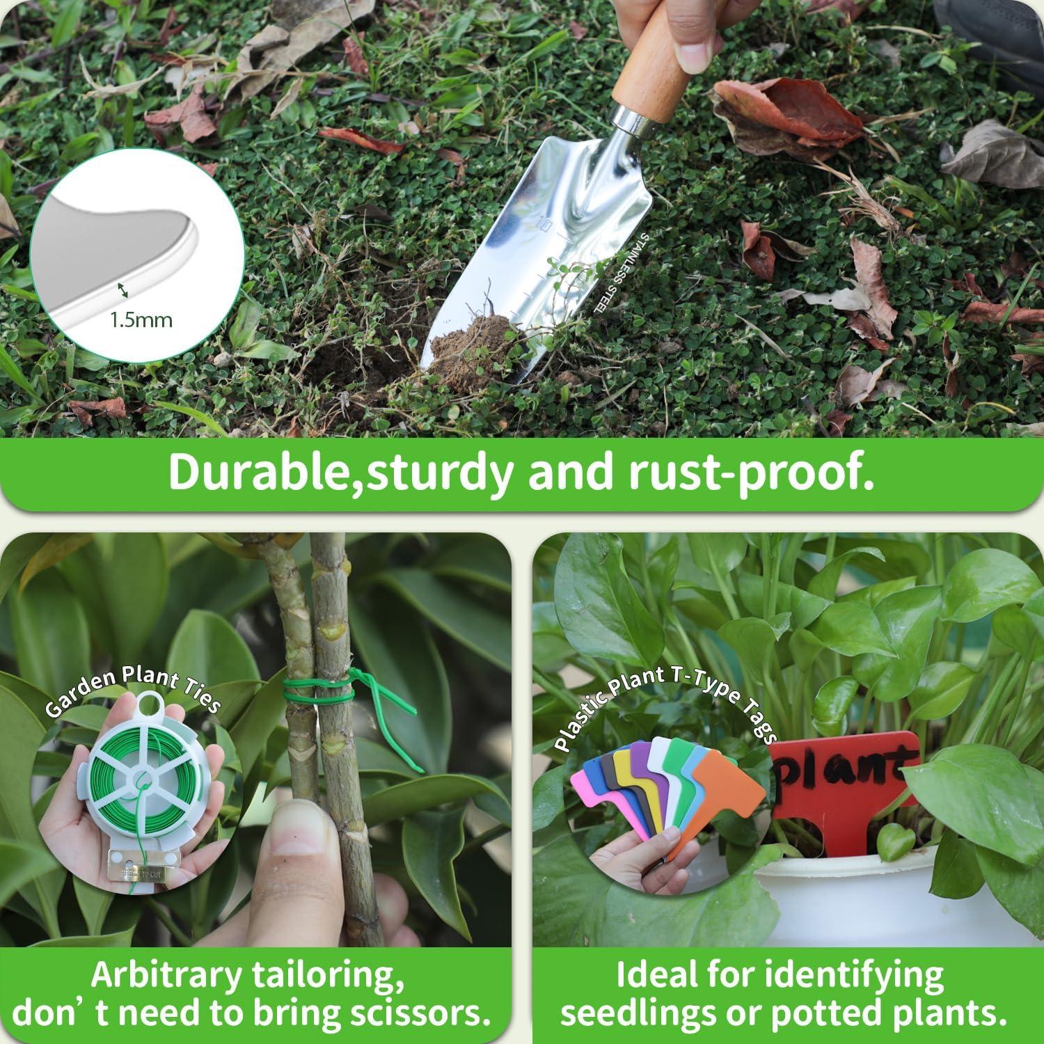 Juego de Herramientas de Jardín HoHaing 3 Piezas Acero Inoxidable