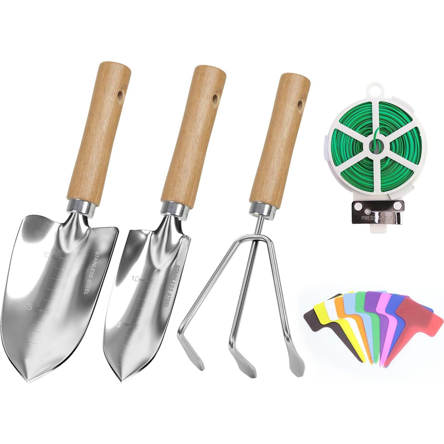 Juego de Herramientas de Jardín HoHaing 3 Piezas Acero Inoxidable