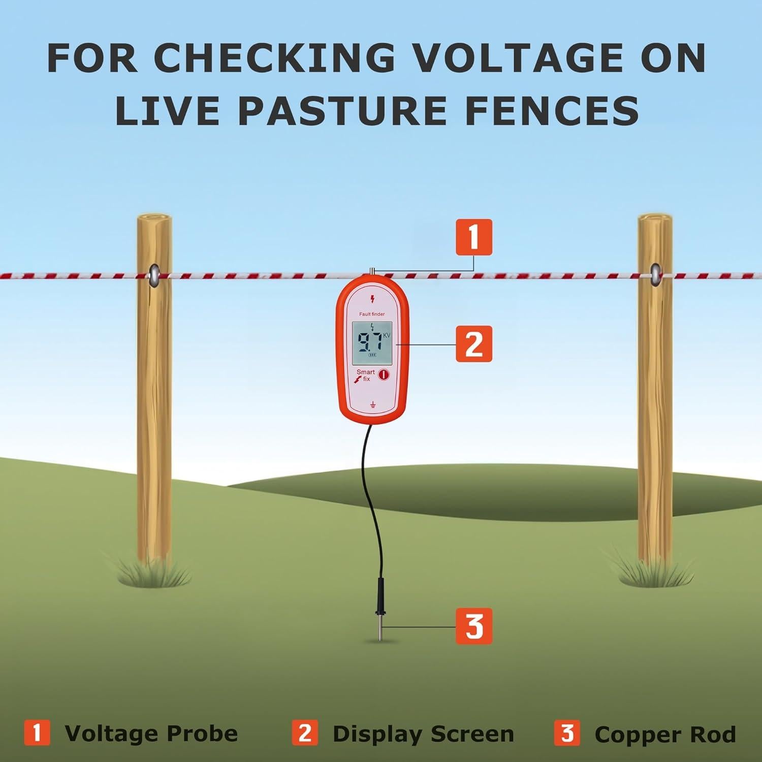 Probador de Voltaje Digital 15KV LYDITE para Cercas Eléctricas