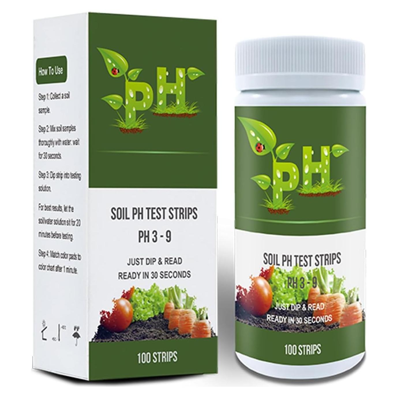 Kit de Prueba de pH del Suelo AKSBTEC 100 Tiras Rango 3-9