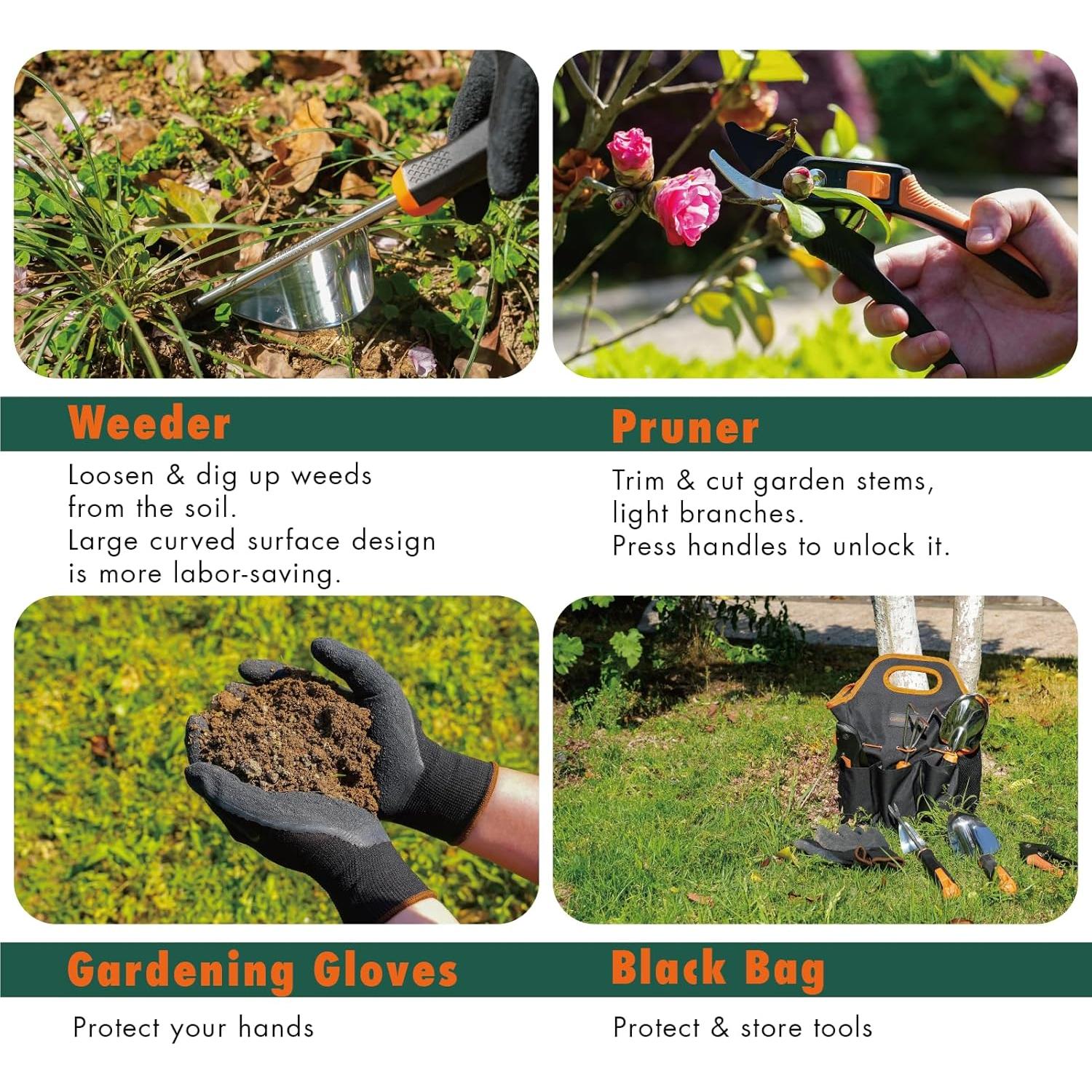 Juego de Herramientas de Jardín DTRK 8 Piezas Acero Inoxidable