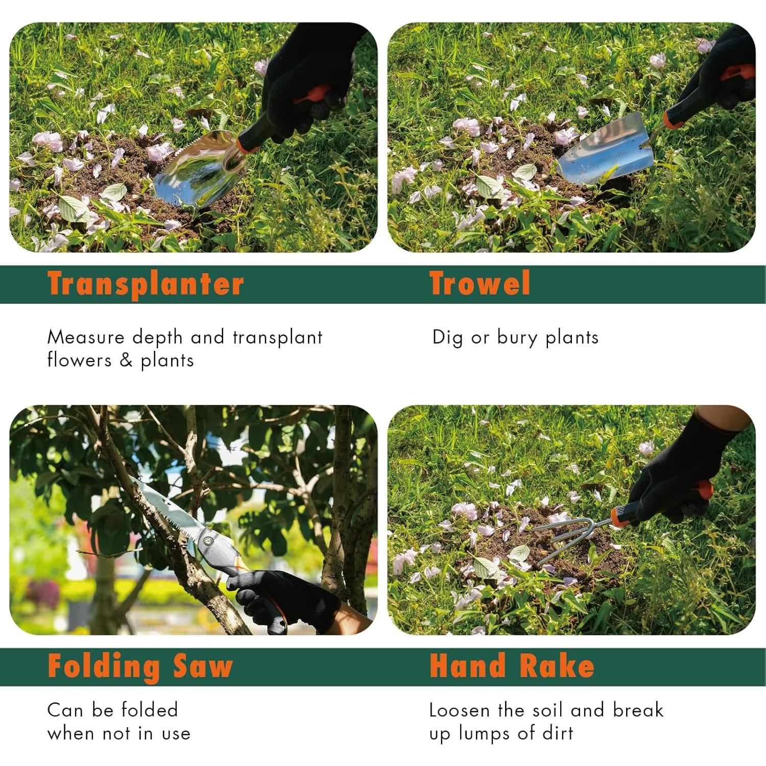 Juego de Herramientas de Jardín DTRK 8 Piezas Acero Inoxidable