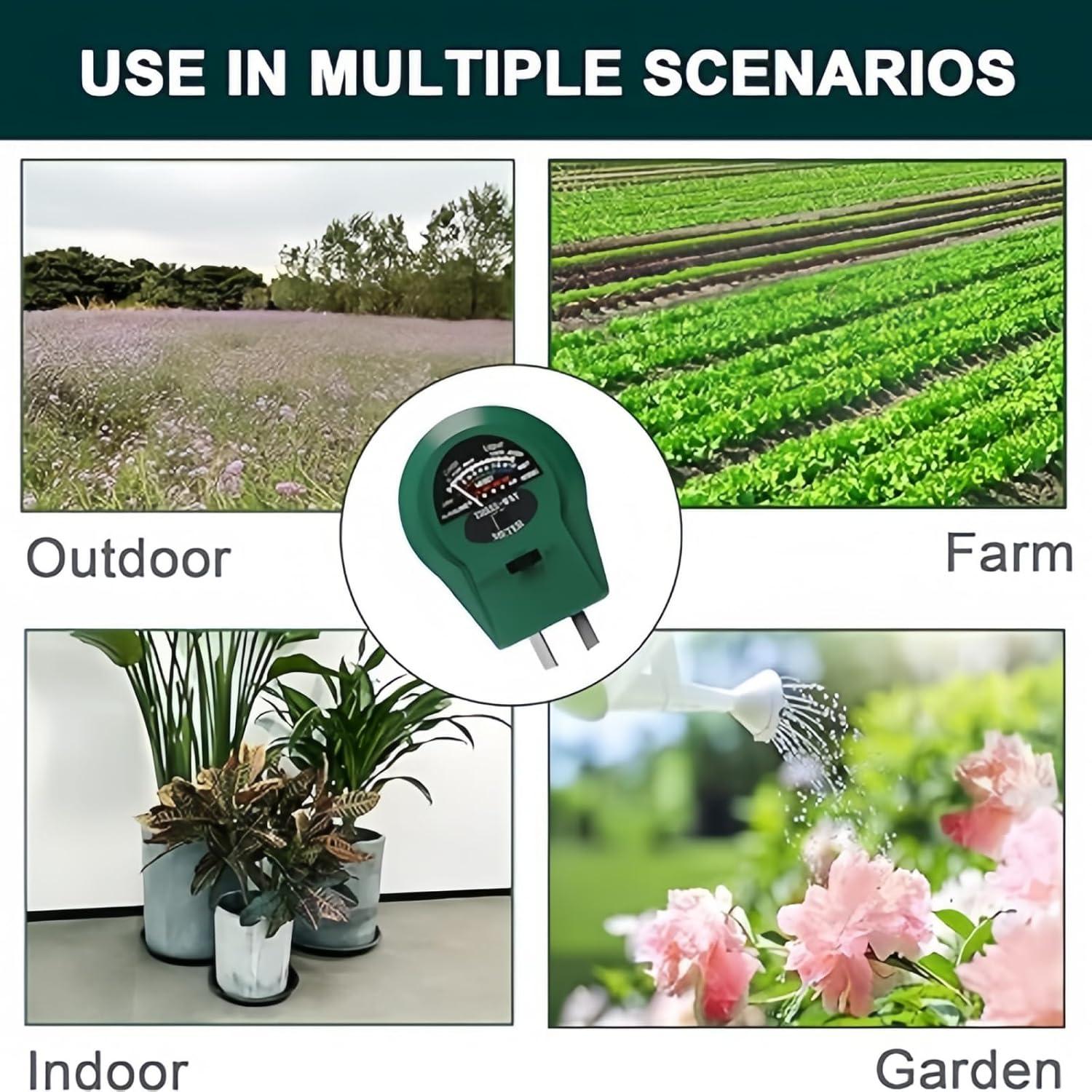 Medidor de Humedad del Suelo 3-en-1 Treayes, pH y Luz