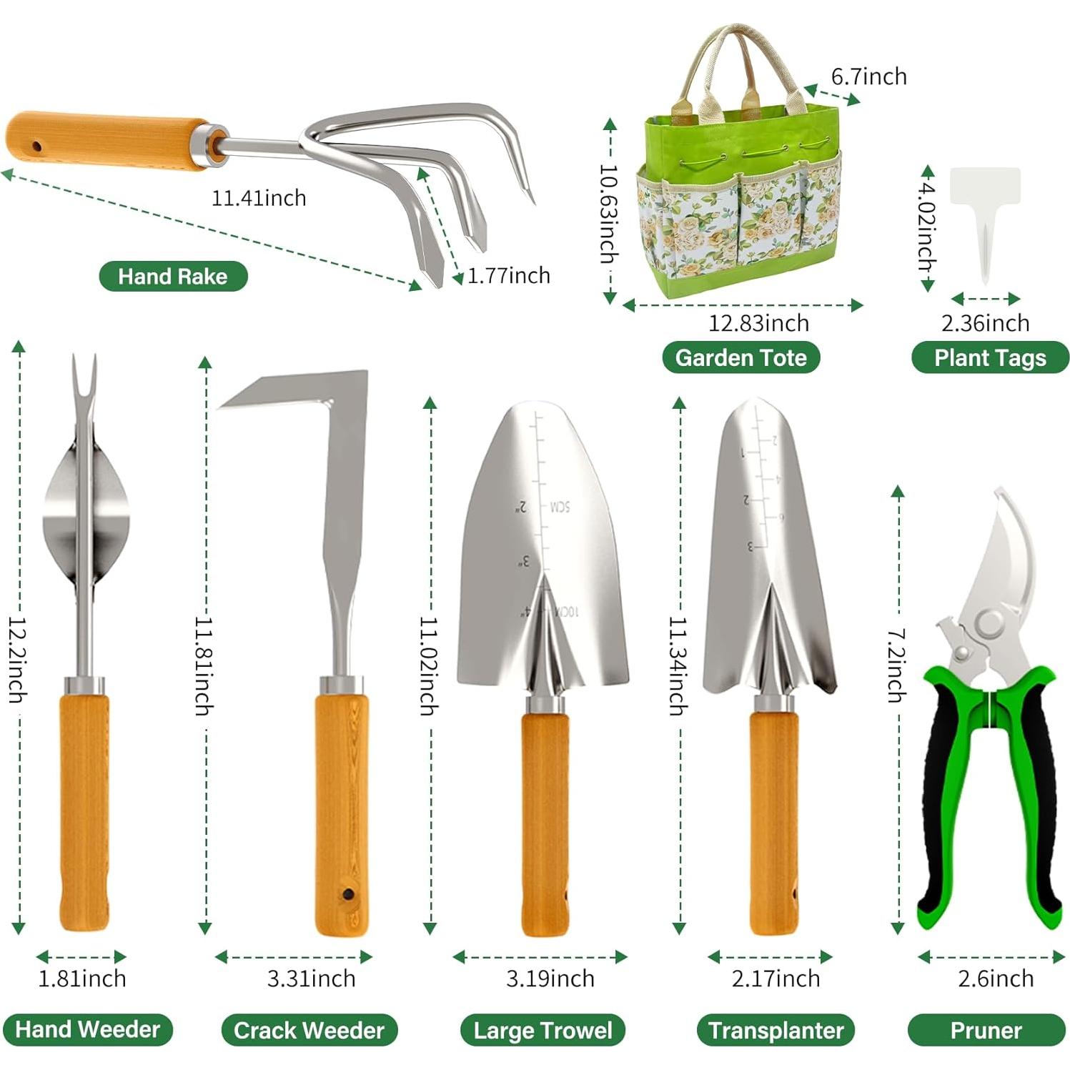 Juego de herramientas de jardinería 20 piezas BOMOKS acero inoxidable
