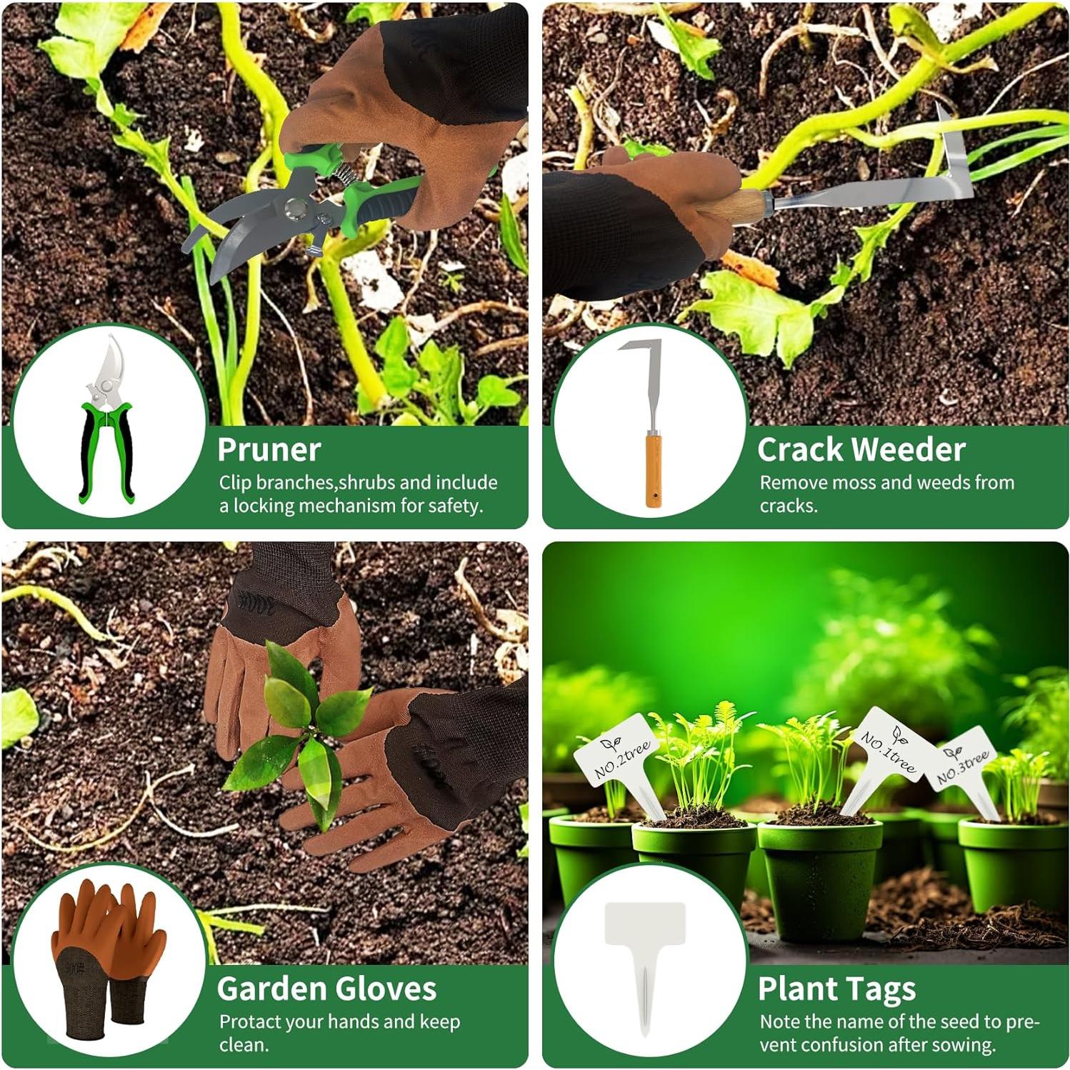 Juego de herramientas de jardinería 20 piezas BOMOKS acero inoxidable