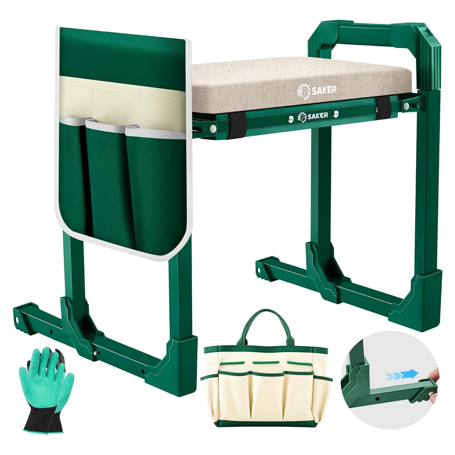 Rodillo y Asiento Plegable Saker para Jardinería 2 en 1 Verde