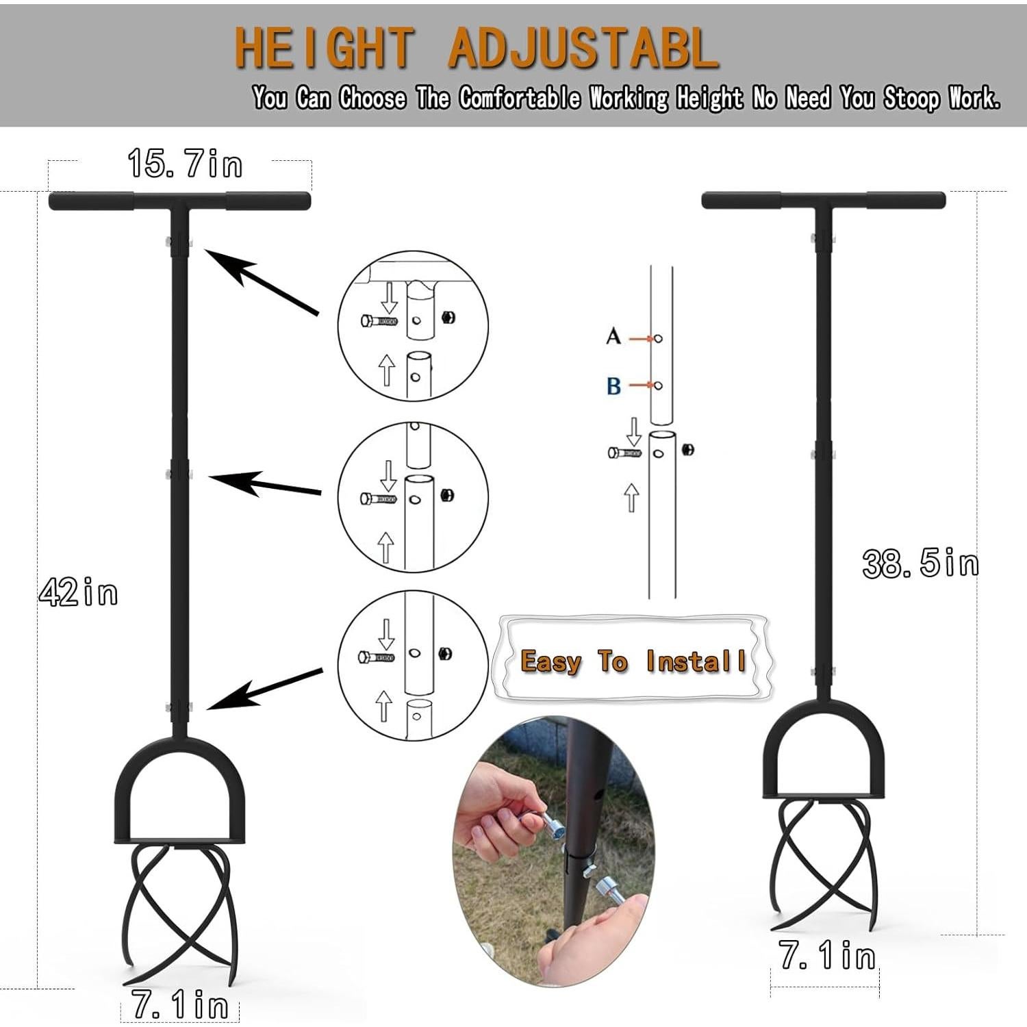 Cultivador de Mano MEIYIDA 4 Púas Ajustable para Jardín