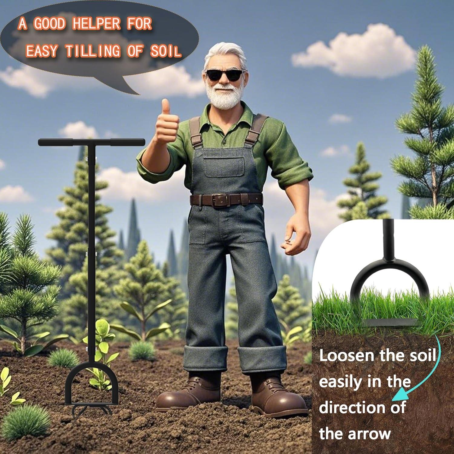 Cultivador de Mano MEIYIDA 4 Púas Ajustable para Jardín