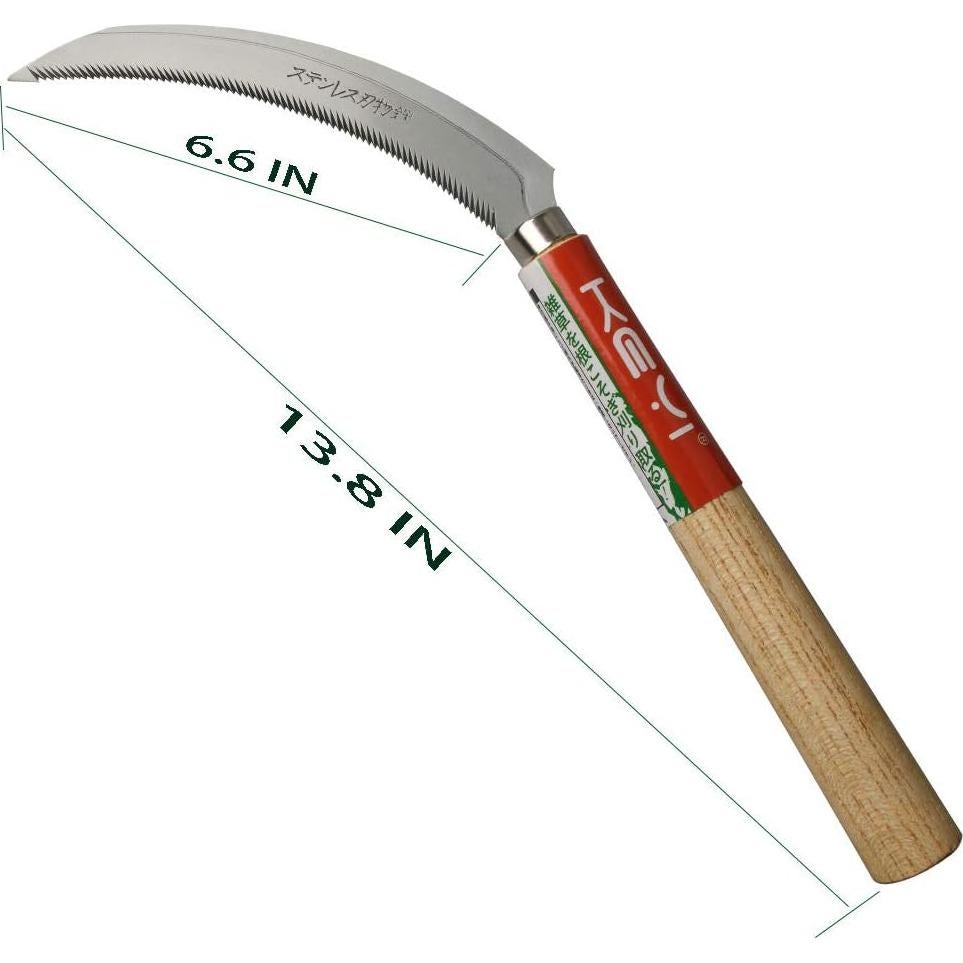 Hoz de Cosecha KEYI con Mango de Madera y Cuchilla de 16.8 cm
