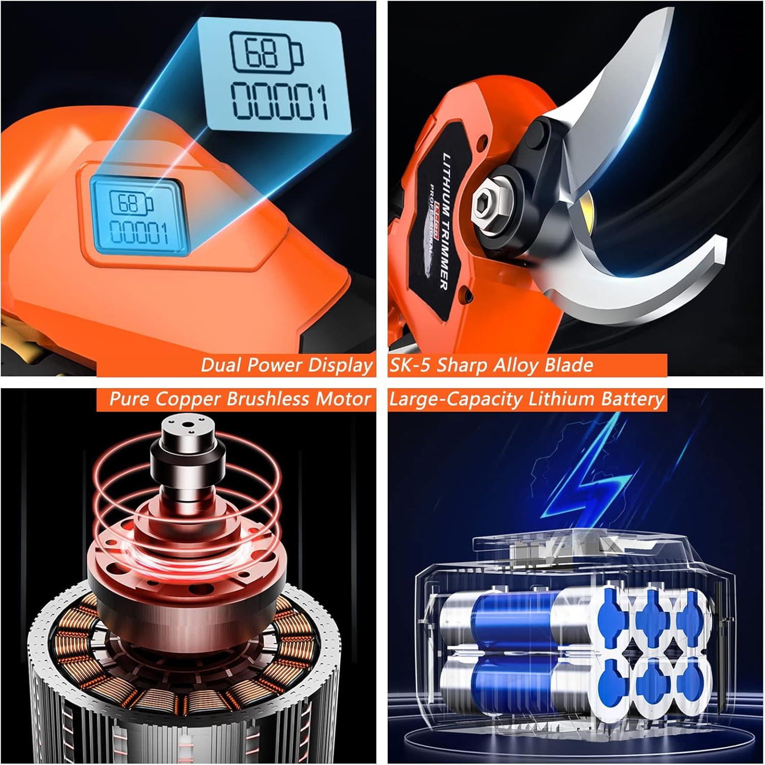 Tijeras de Podar Eléctricas ELSOON 21V 50mm con 2 Baterías