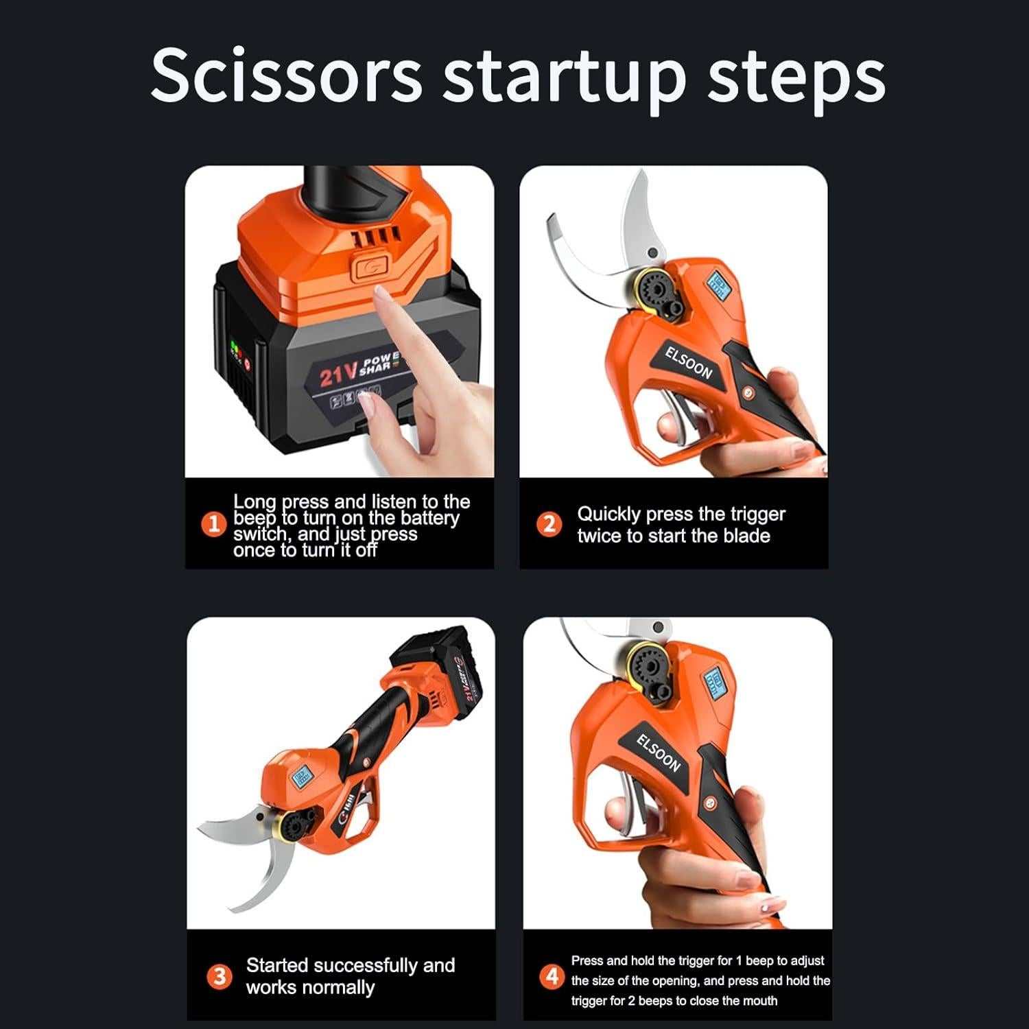 Tijeras de Podar Eléctricas ELSOON 21V 50mm con 2 Baterías