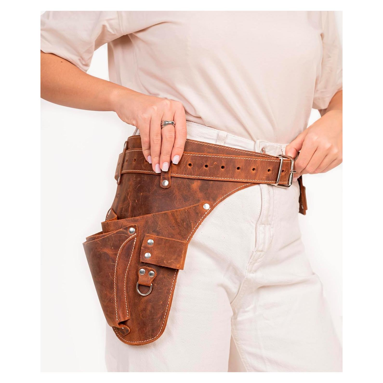 Cinturón de herramientas STAMESKY de cuero marrón para jardinería