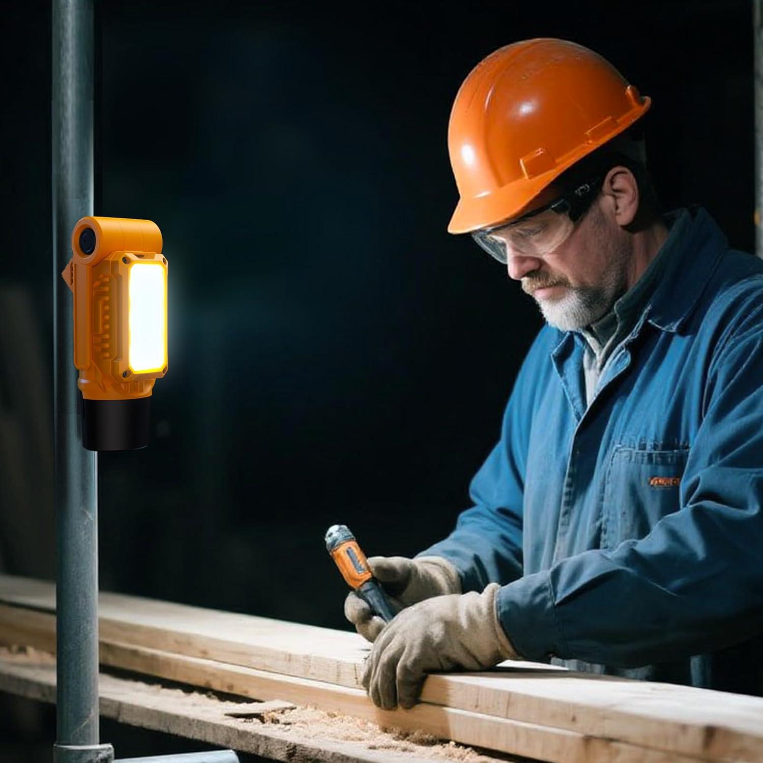 Luz de Trabajo LED Recargable VTEK con Base Magnética Amarillo