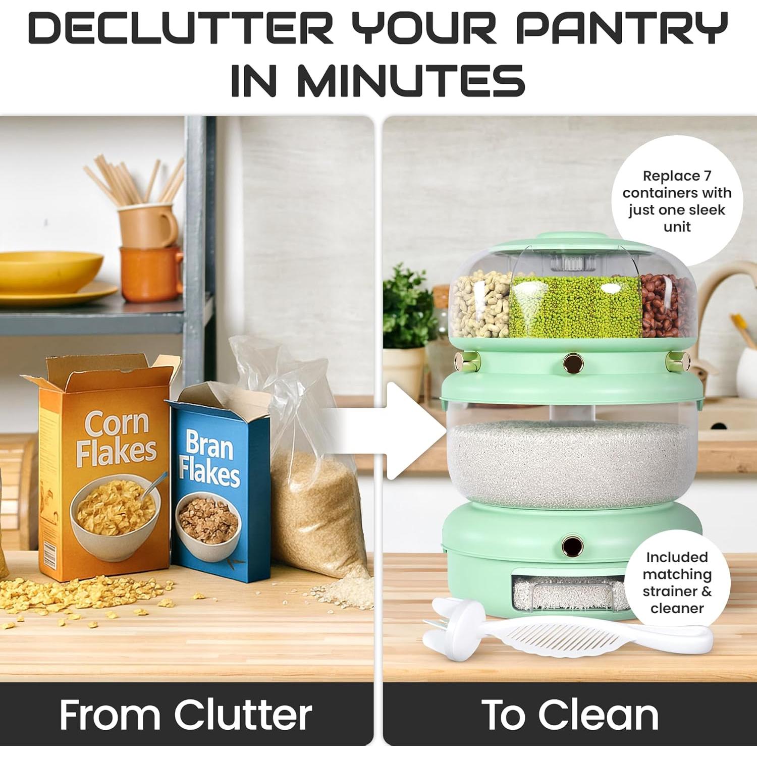 Contenedor de arroz hermético Dispenzo RD01 5.44 kg con colador