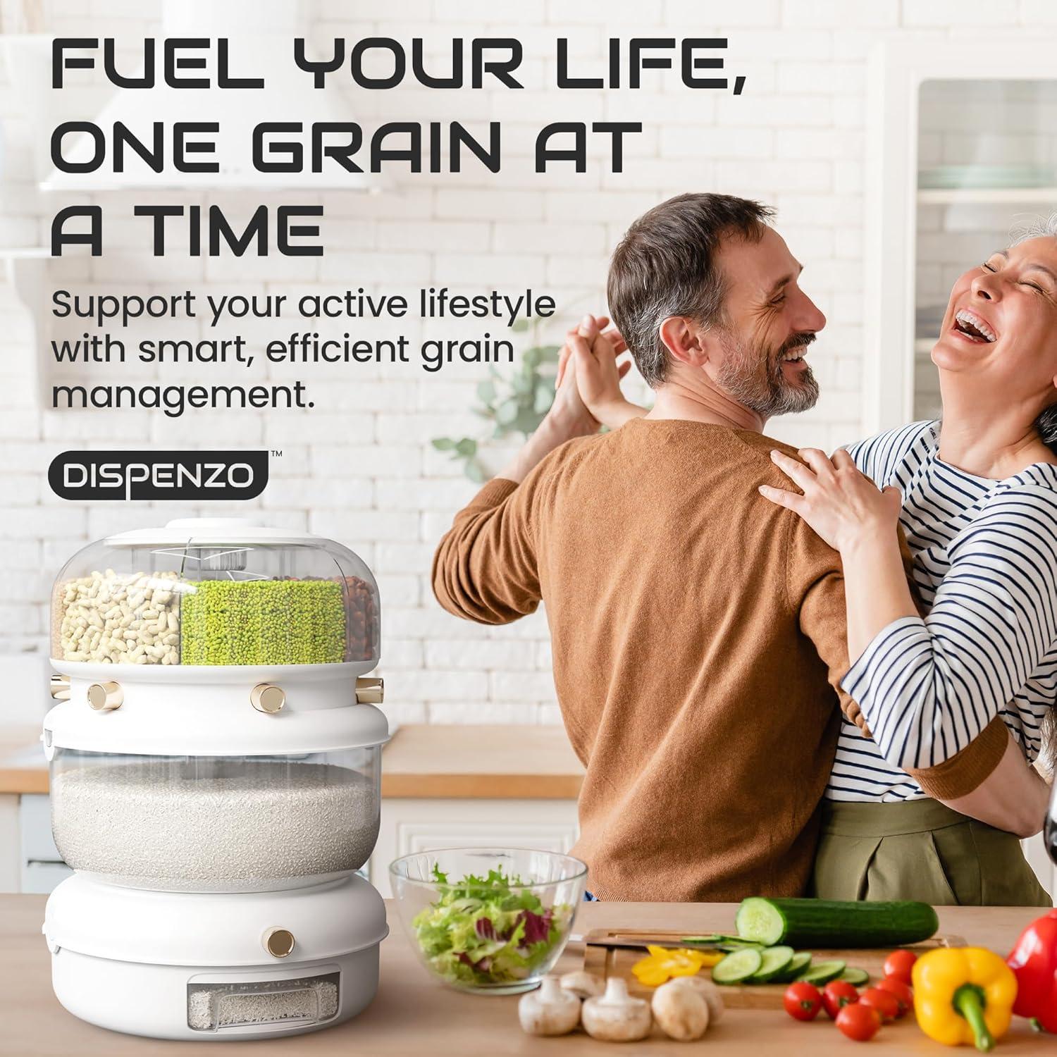 Contenedor de arroz hermético Dispenzo RD01 5.44 kg con colador