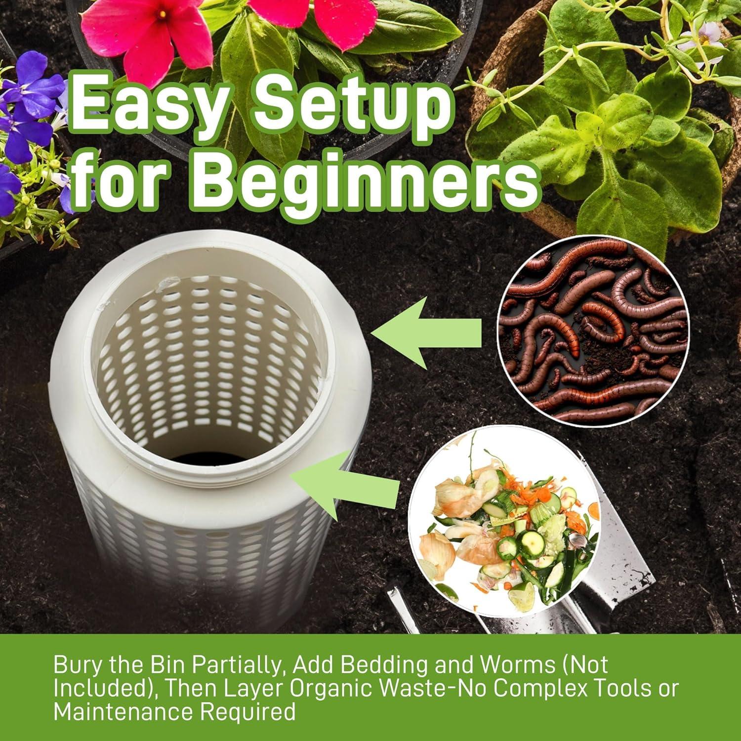 Bin de Compostaje de Gusanos Hxszk - Paquete de 2, 30 cm PVC