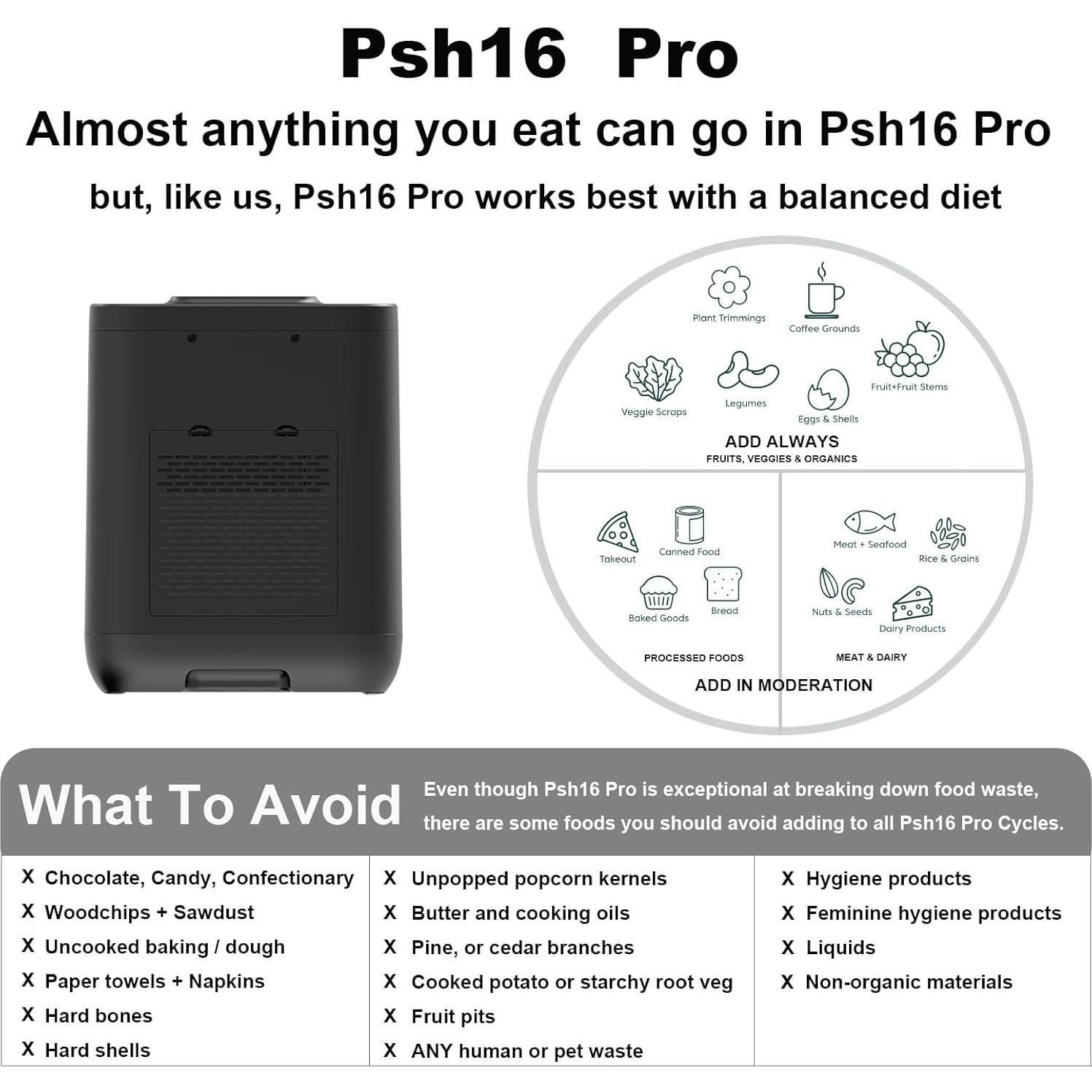 Compostador Eléctrico CREATIVECHEF PSH16 Pro 3.8L Silencioso