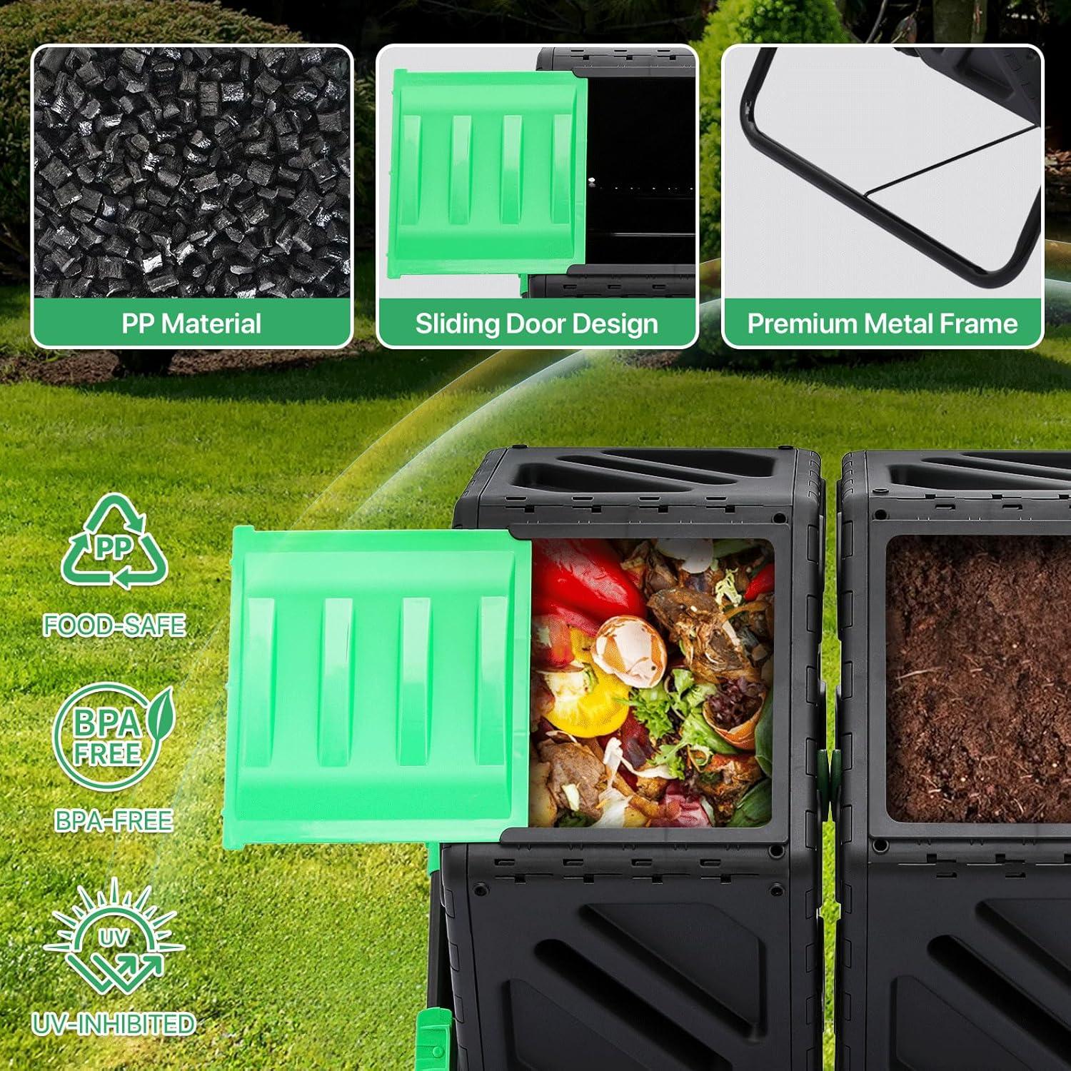 Compostador Exterior Athena 34 Galones Doble Cámara Verde