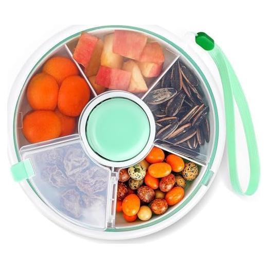 Contenedor Giratorio de Snacks Proudy 5 Compartimentos Verde Claro