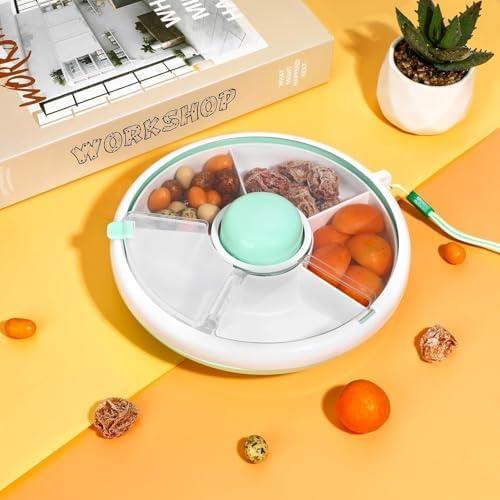 Contenedor Giratorio de Snacks Proudy 5 Compartimentos Verde Claro