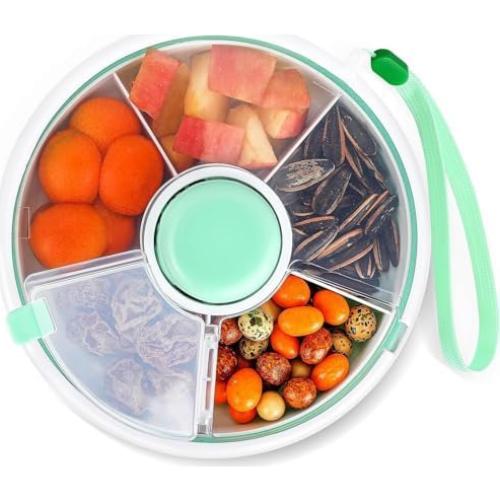 Contenedor Giratorio de Snacks Proudy 5 Compartimentos Verde Claro