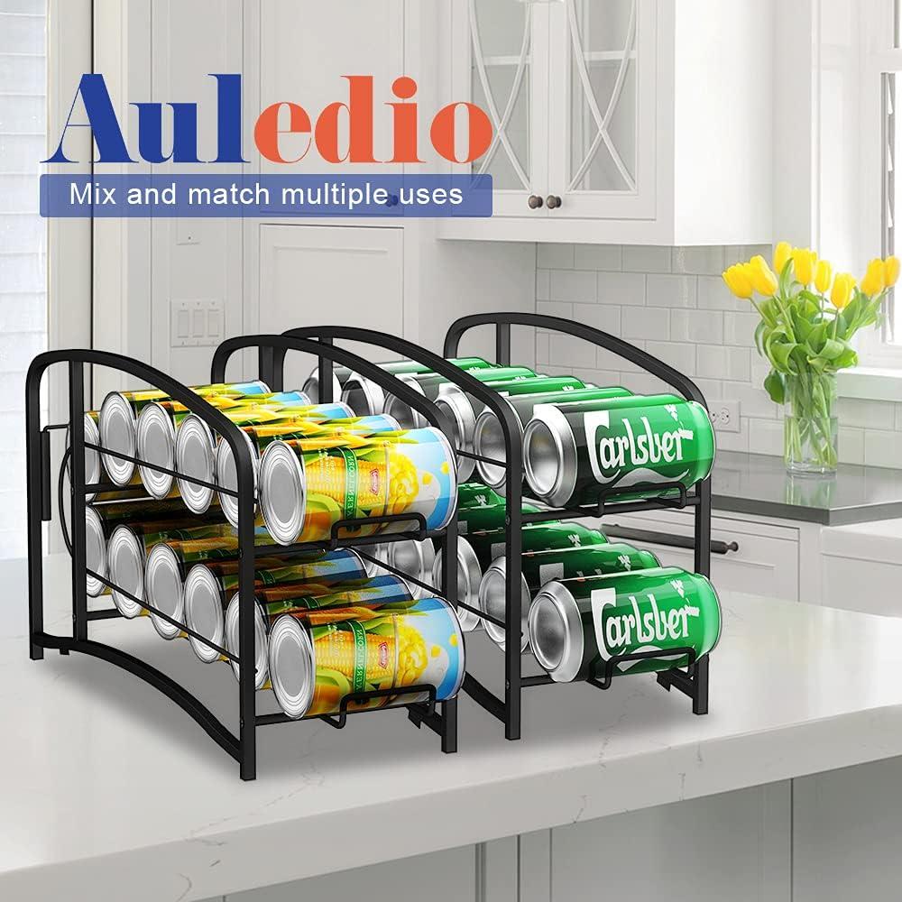 Soporte dispensador de latas apilable AULEDIO negro - 2 paquetes