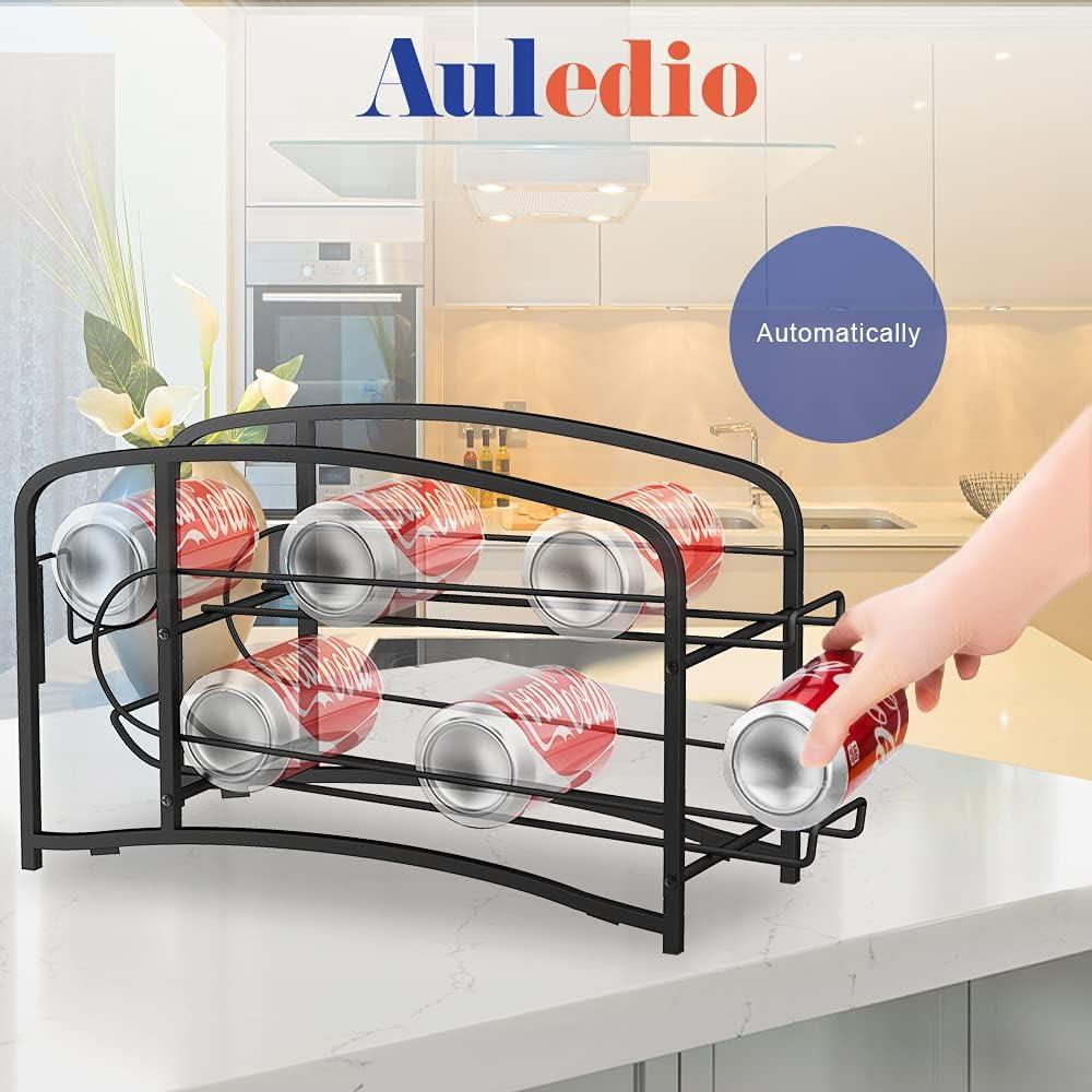 Soporte dispensador de latas apilable AULEDIO negro - 2 paquetes