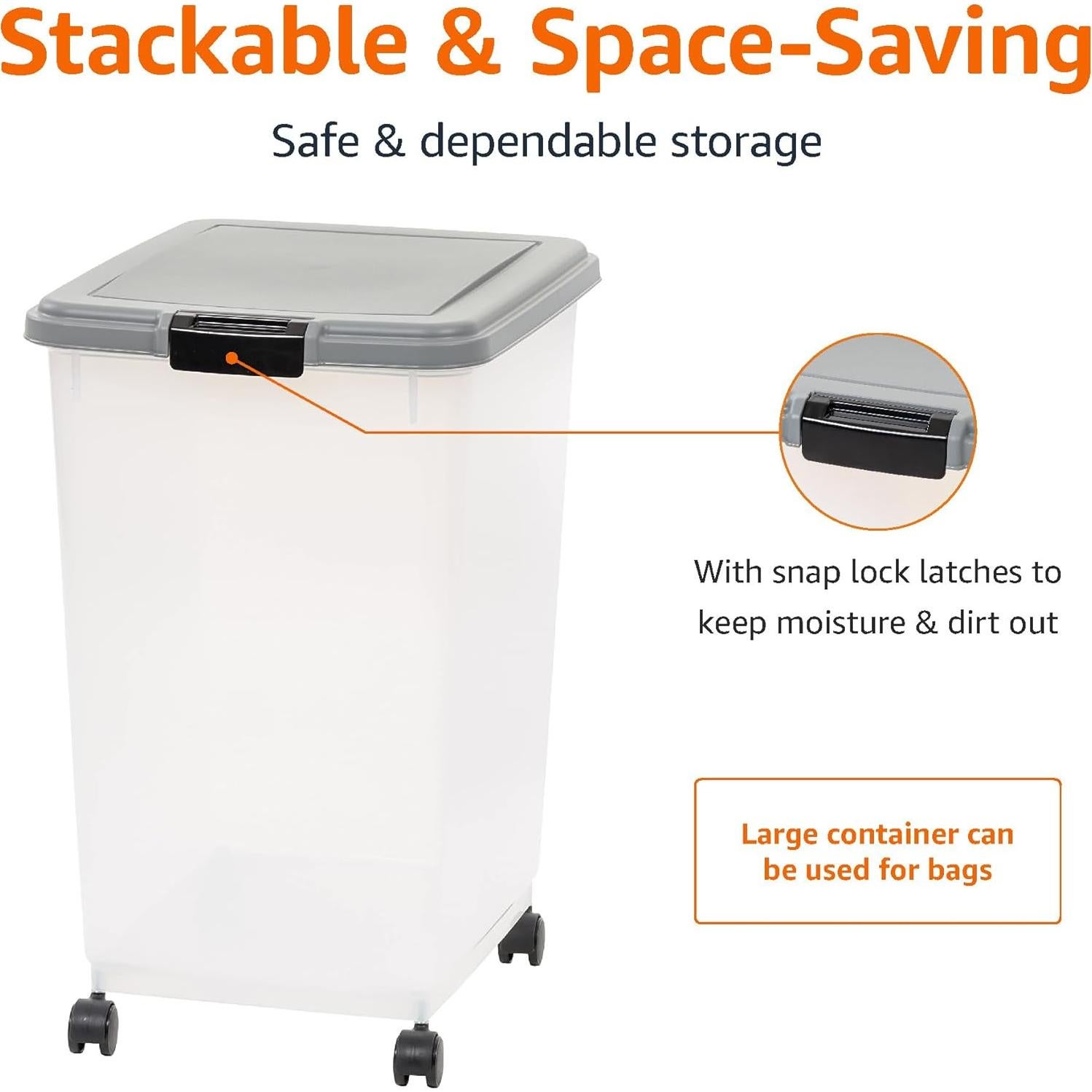 Contenedor de Almacenamiento Hermético para Comida de Perros Amazon Basics 65.5 L