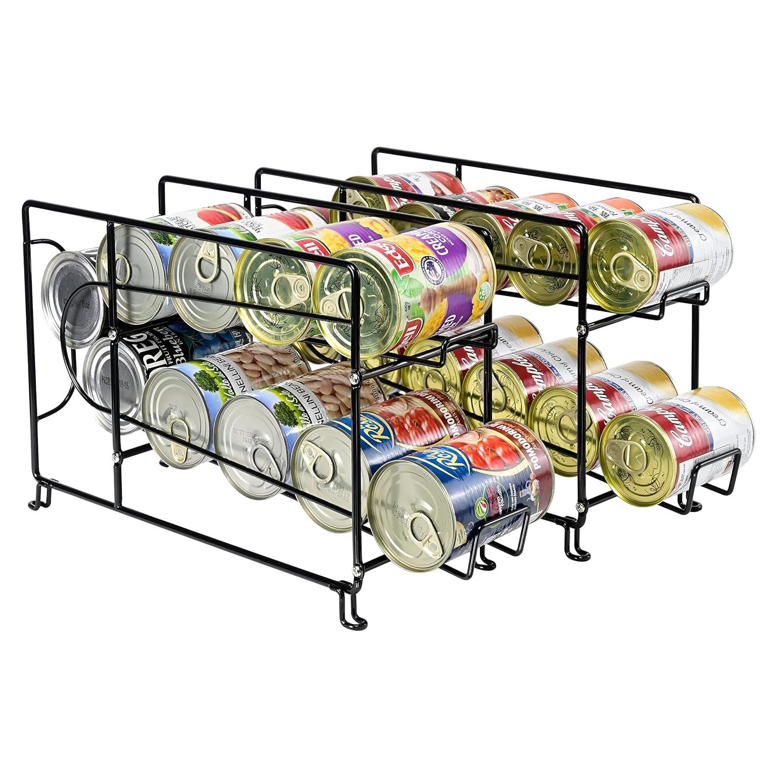 Organizador de Latas SUFAUY, Estante Apilable Negro, Juego de 2