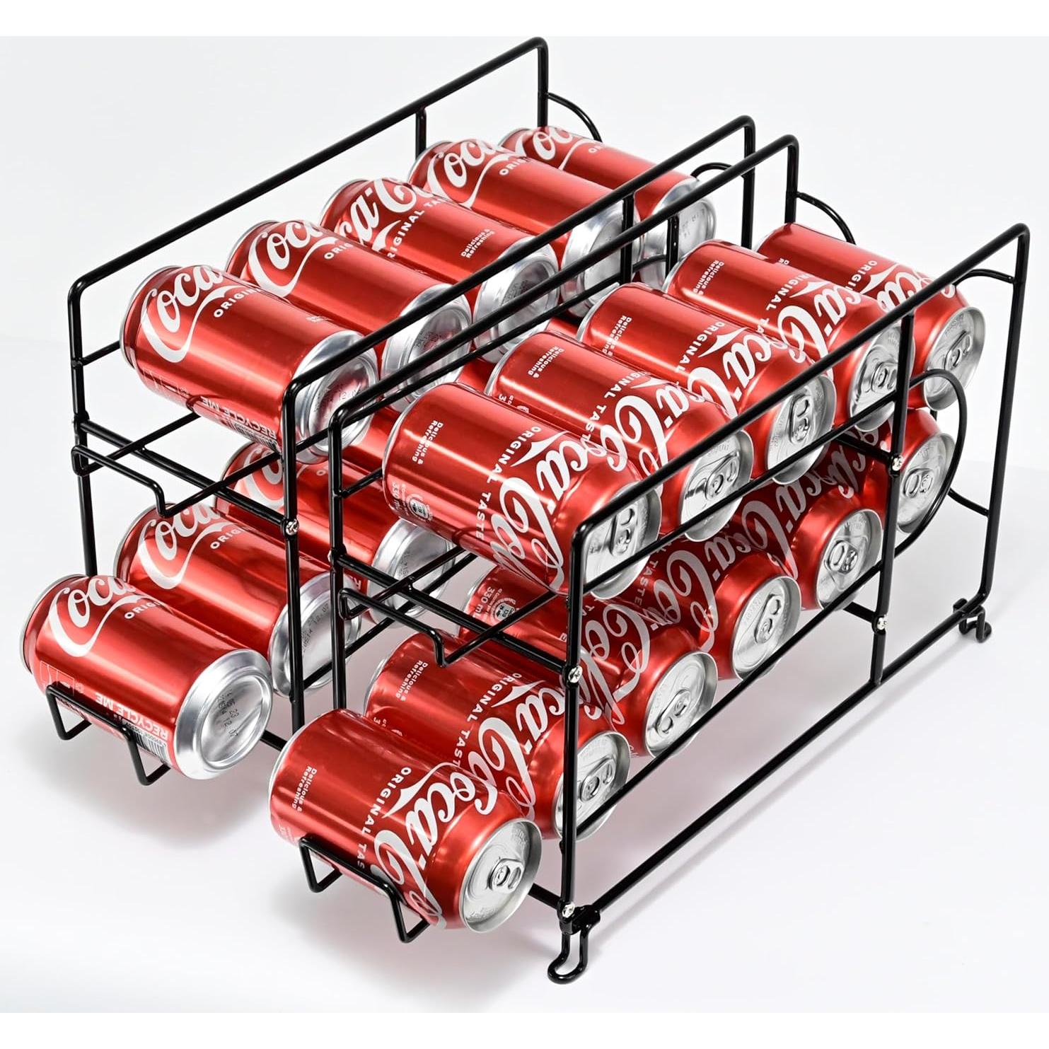 Organizador de Latas SUFAUY, Estante Apilable Negro, Juego de 2