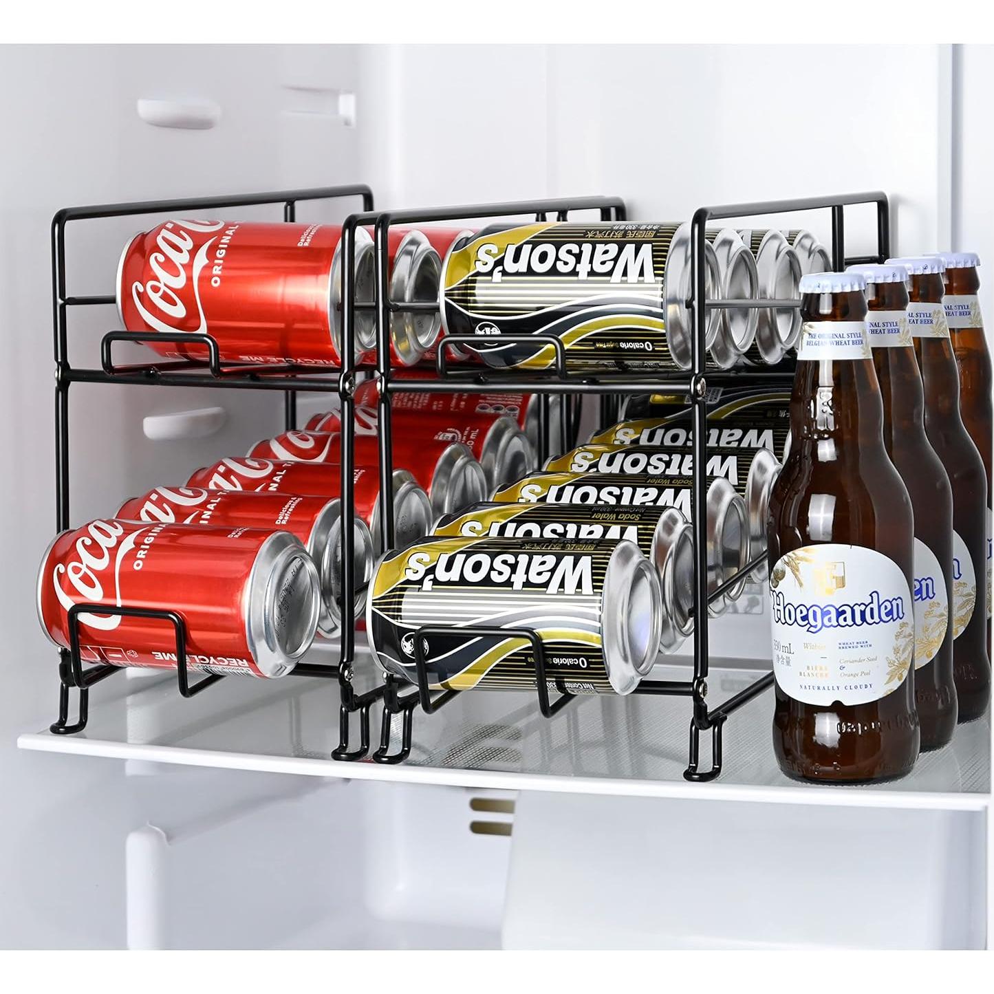 Organizador de Latas SUFAUY, Estante Apilable Negro, Juego de 2