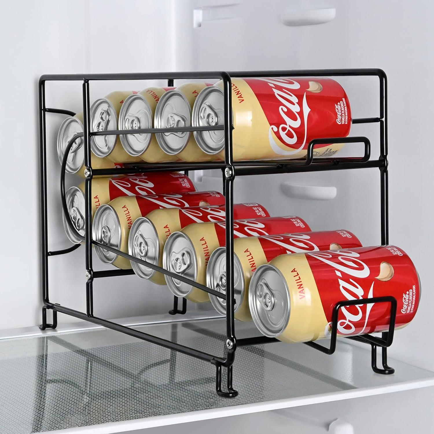 Organizador de Latas SUFAUY, Estante Apilable Negro, Juego de 2