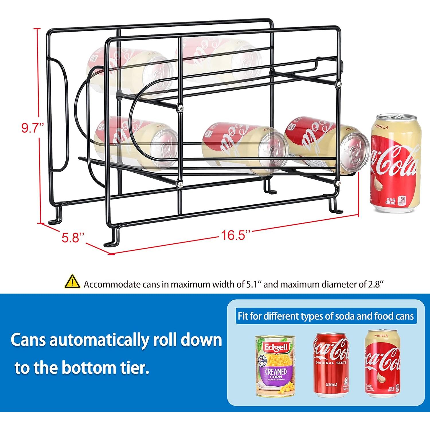 Organizador de Latas SUFAUY, Estante Apilable Negro, Juego de 2