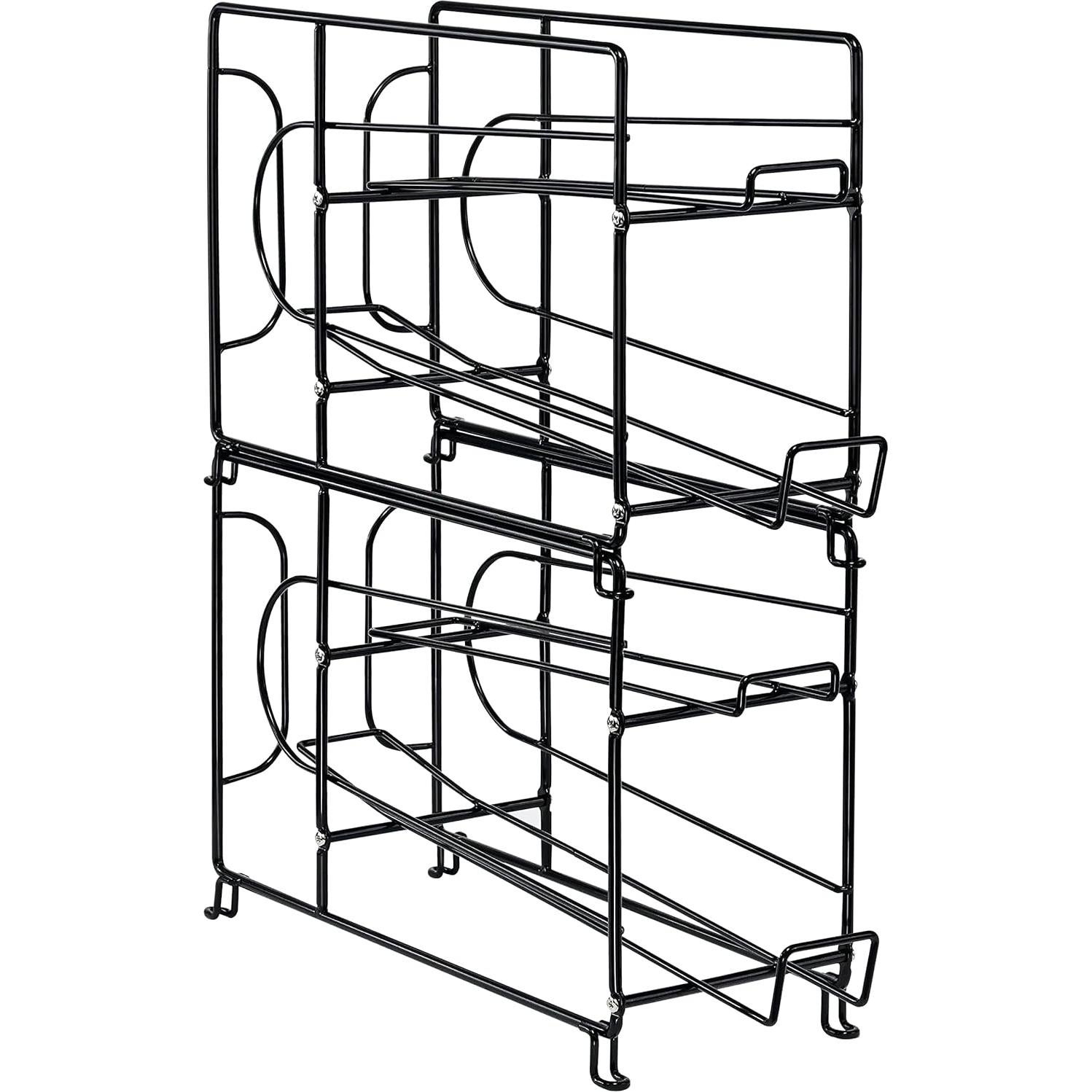 Organizador de Latas SUFAUY, Estante Apilable Negro, Juego de 2