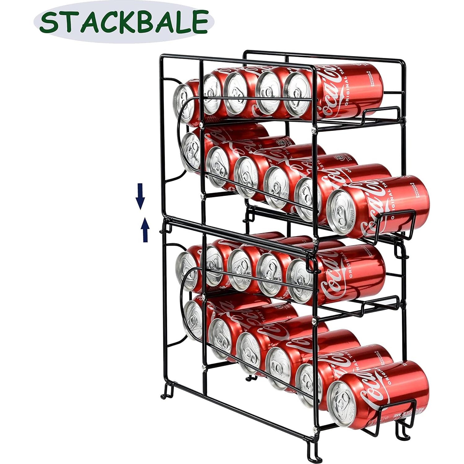 Organizador de Latas SUFAUY, Estante Apilable Negro, Juego de 2