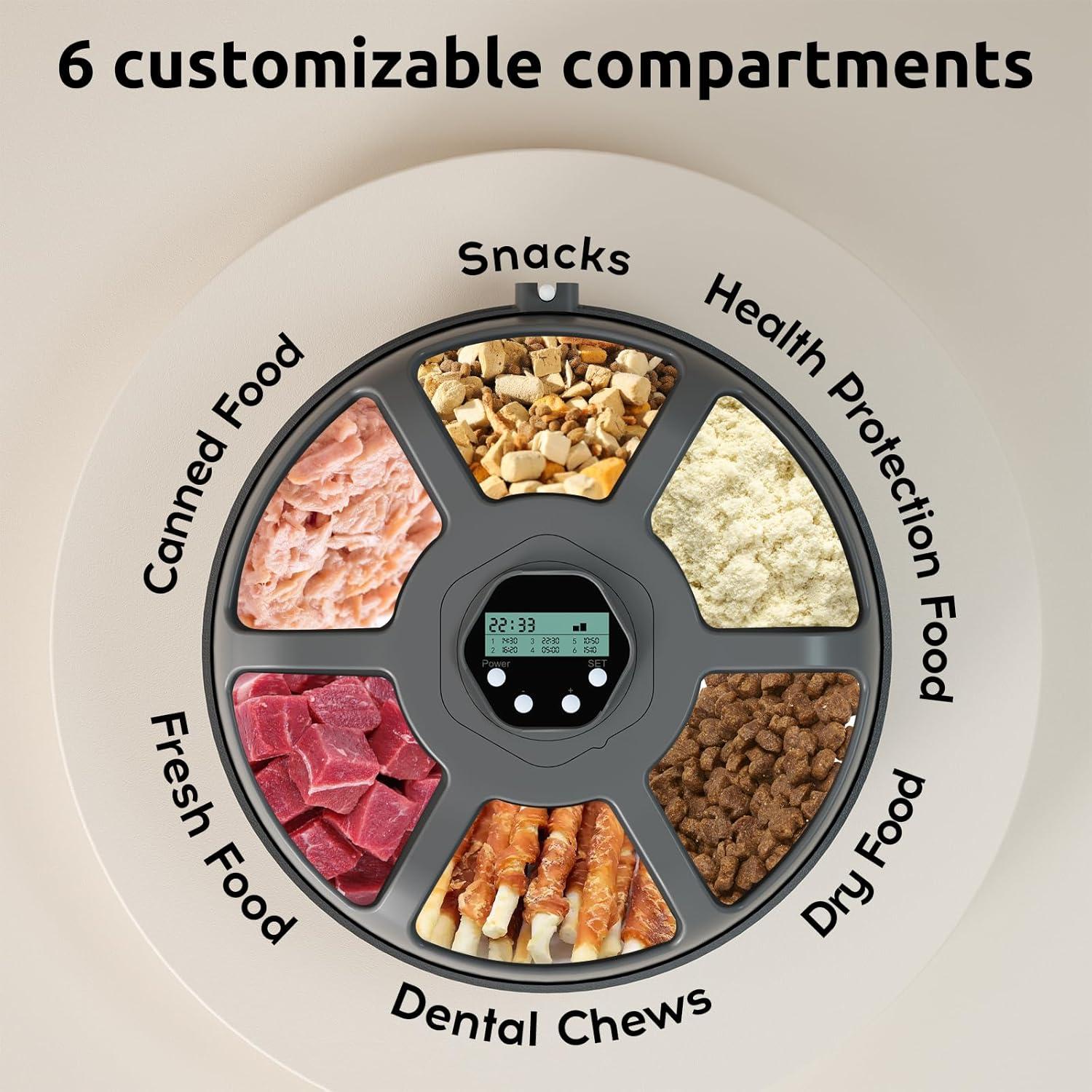 Comedero Automático GUODUN para Gatos y Perros 6 Comidas