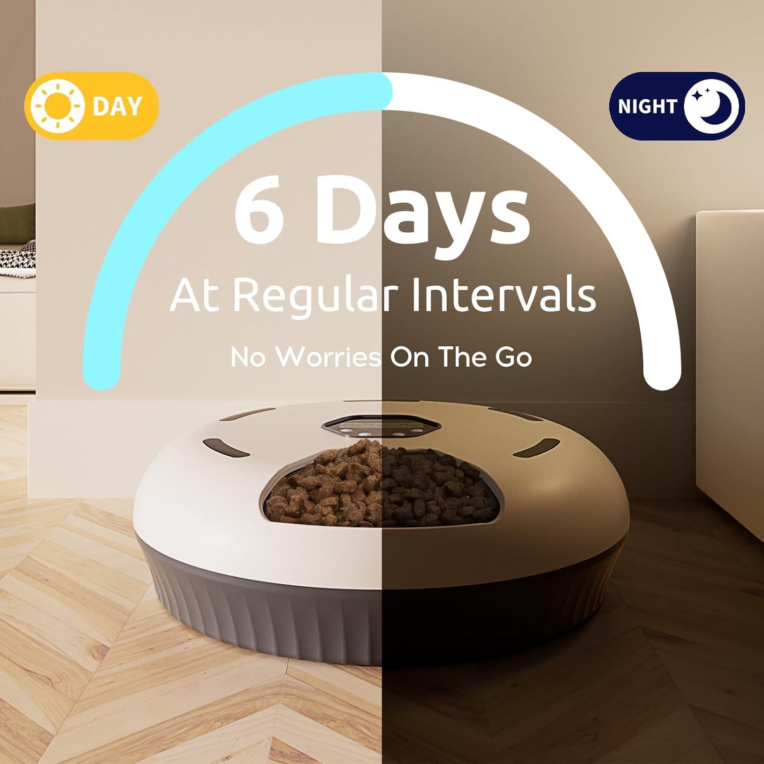 Comedero Automático GUODUN para Gatos y Perros 6 Comidas