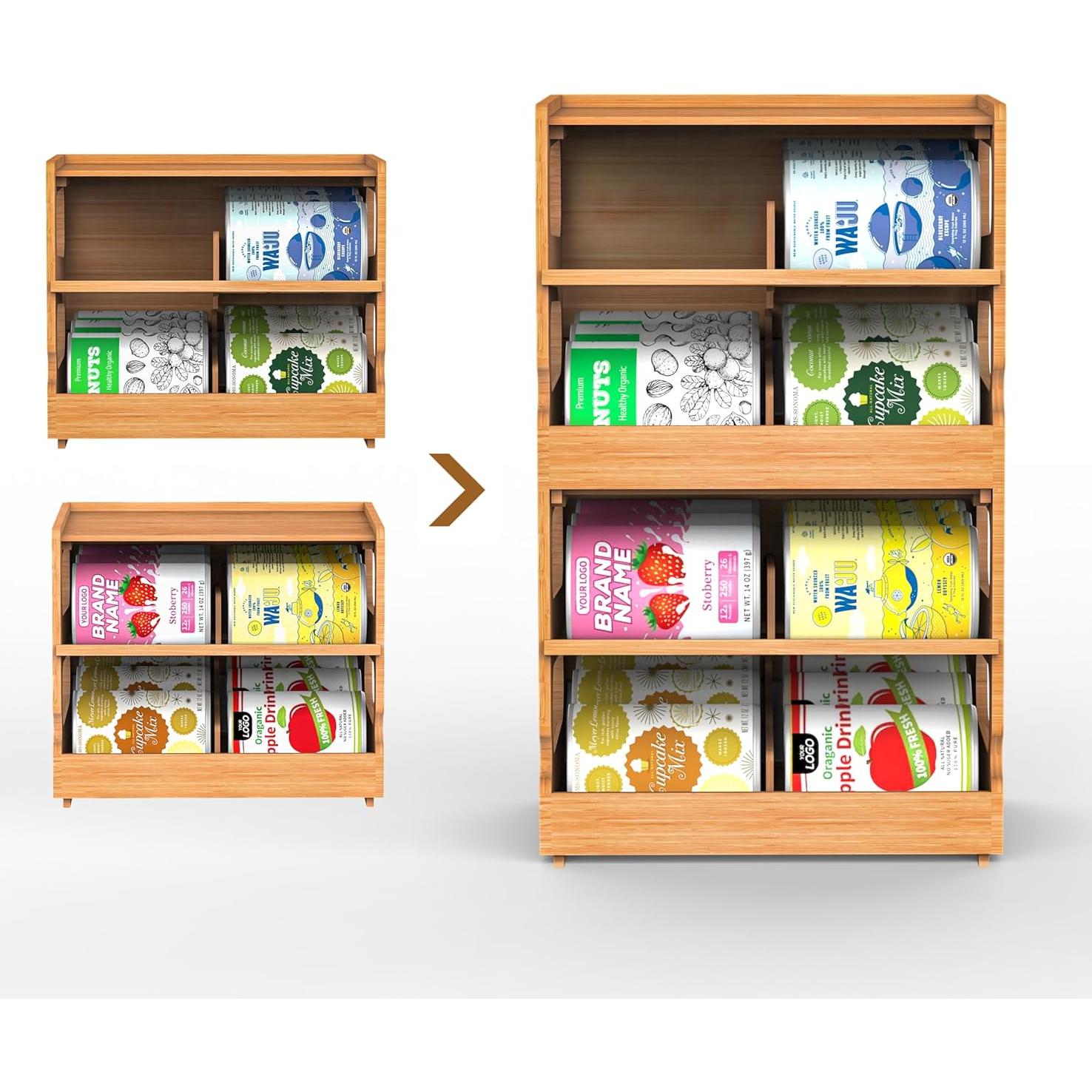 Organizador de Latas Apilable Teamkio de Bambú 2 Niveles