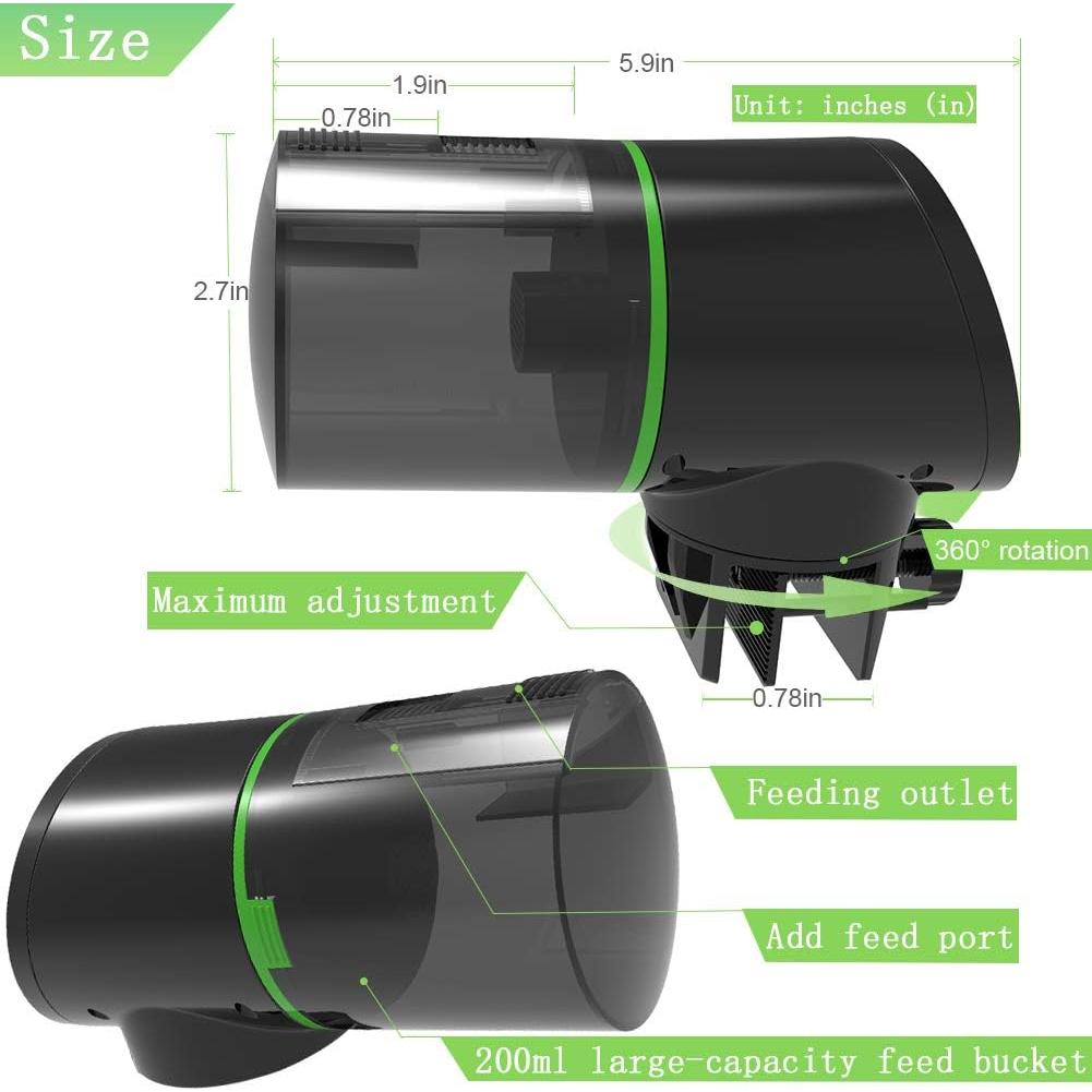 Alimentador Automático de Peces TOPBRY BP-001 200ml USB