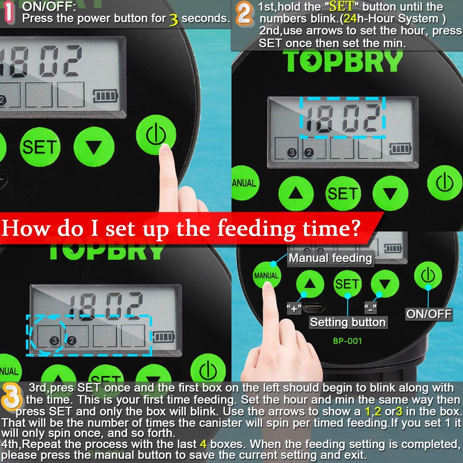 Alimentador Automático de Peces TOPBRY BP-001 200ml USB