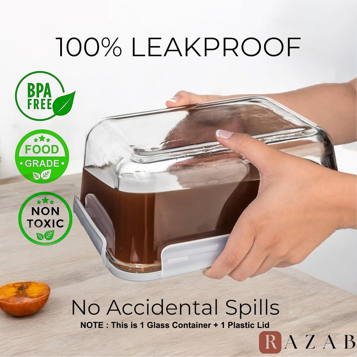 Contenedor de Vidrio Grande 3300 ml Razab con Tapa de Bloqueo