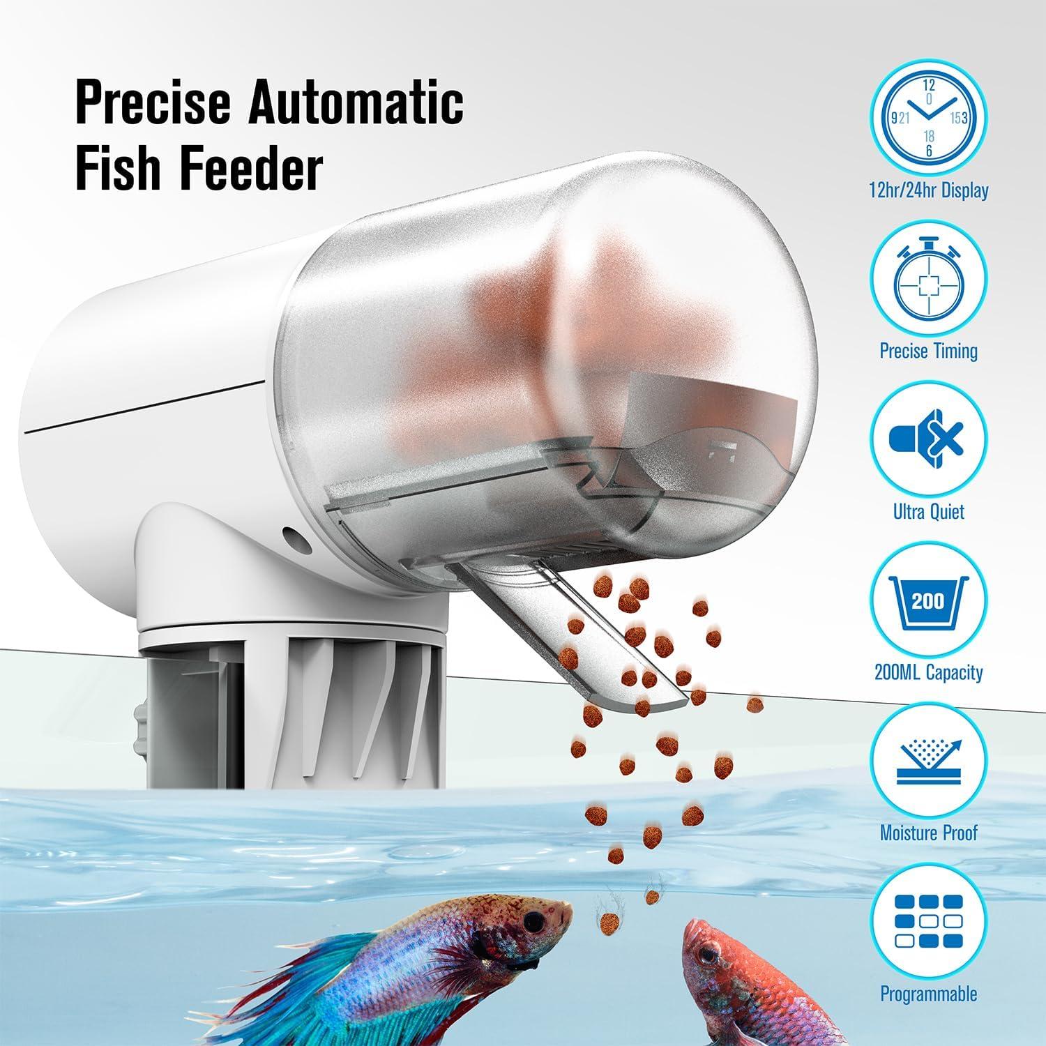 Dispensador Automático de Comida para Peces Fosmon 200ml