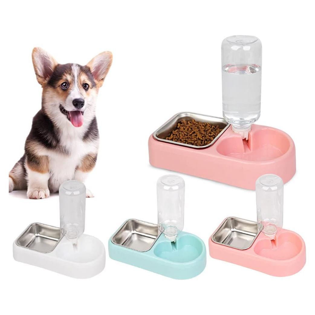 Conjunto Alimentador Automático 2 en 1 para Mascotas Rosa